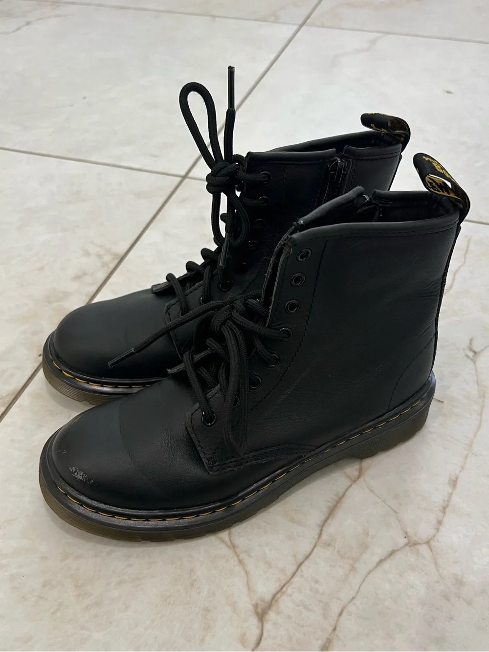 Dr. Martens Black Leather 1460 Lace Up Combat Boots Size 3 US Juniors
